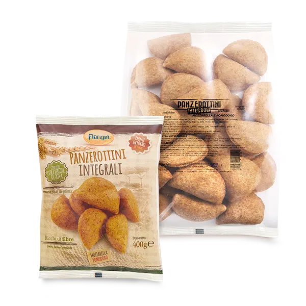 Confezioni 400g Panzerottini con farina integrale surgelati prefritti ripieni di mozzarella e pomodoro Florigel